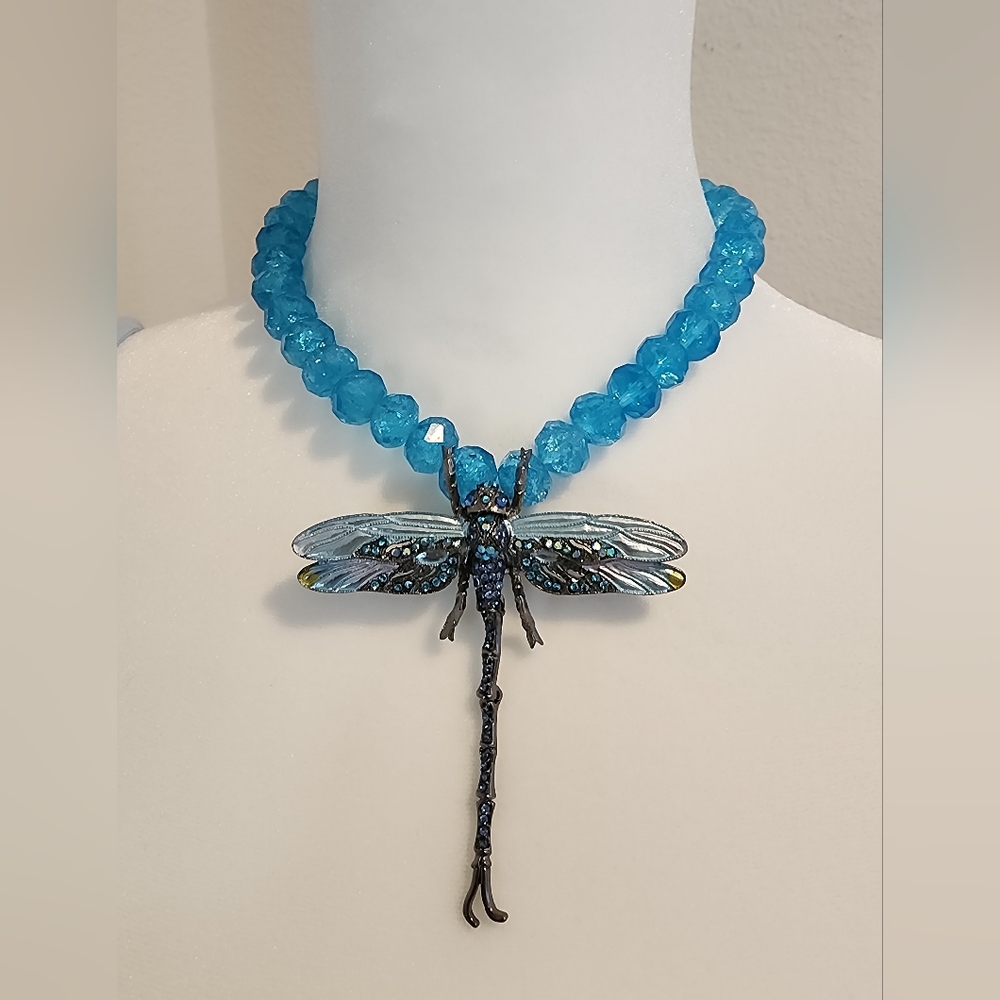 Necklace blue Dragonfly...new...